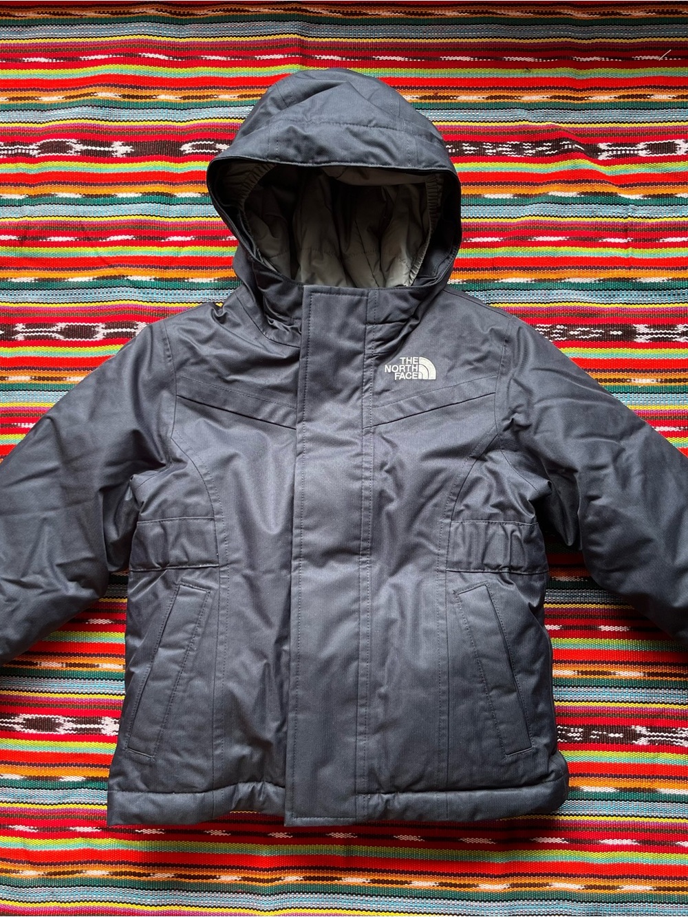 The North Face Kids 550 Puffer Jacket Blue Hooded Full Zip Goose Down